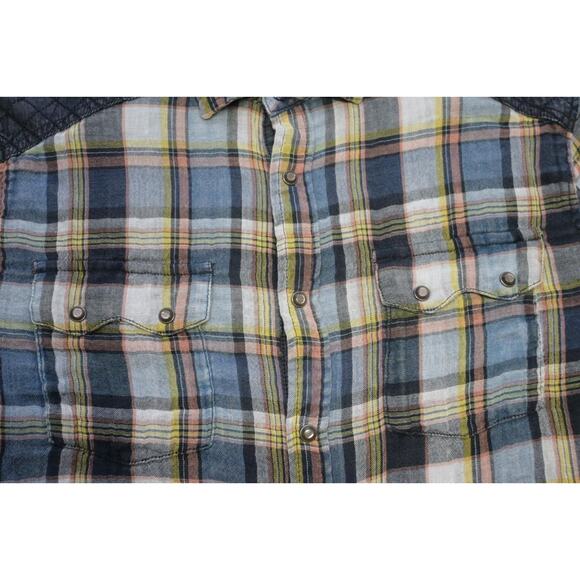 Silver Jeans Western Pearl Snaps Shirt Button Up Long Sleeve Mens Size Large - Picture 7 of 11